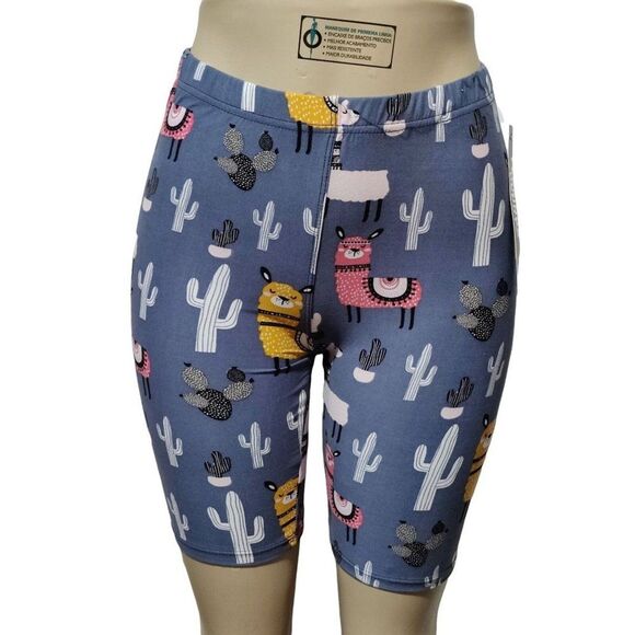 Medium Women/Junior Fashion Biker Shorts Llama Cactus Women's‎ Print - Picture 8 of 9